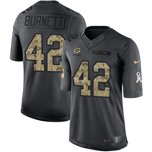 Nike Packers #42 Morgan Burnett Black Men's Stitched NFL Limited 2016 Salute To Service Jersey